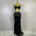 Women Festival Vacation Outfit Sexy Two Piece Skirt Set Black Nightclub Bar Party Hollow Out Ruched Crop Top Maxi Long Skirt Set
