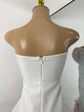 Luxury Pearl Women Sexy Elegant Strapless Floral Beading Bandage Mini Celebrity Outfit Birthday Dress Evening Party Prom Gown