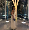 Fashion Backless Ruched Long Dress For Women Halter Lace Up Sexy Ruffle Dress Loose Female 2025 Summer New Vacation Dress