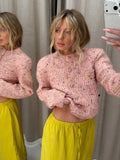 Women Crew Neck Knit Cardigan Single‑Breasted Metal Buttons Long Sleeve Cropped Sweater Coat Pockets Casual Knitwear Outerwear