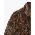 Solid Faux Shearling Coat Women Stand Collar Asymmetric Button Faux Leather Patchwork Winter Streetwear Thick Plush Outerwear