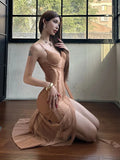 High Splits Tassels Maxi Dress Women Sexy Patchwork v-Neck Backless Sexy Zipper Elegant Banquet Skinny Party Vestidos