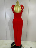Elegant Flower Beading Sexy Sleeveless Bodycon Long Bandage Dresses Celebrity Cocktail Women Luxury Birthfay Evening Party Dress