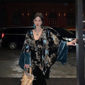 Gold Velvet Embroidery Contrasting Coat High-end Jacket Elegant Blue Gold+patchwork Dress for Women's Clothing Spring Autumn