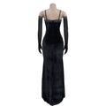Luxury Woman Evening Dress Sparkle Heartbeat Velvet Diamonds Maxi Dress Gown Celebrities Outfits With Rhinestones Glove