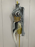 New Shiny Diamond Sequin Tassels Sexy Mesh Long Sleeved Two Piece Set Women Evening Birthday Party Nightclub Stage Costume