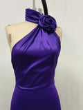 Elegant Solid 3D Flowers Ribbon Women Halter Dress Off Shoulder Sleeveless Backless Slim Female Maxi Dresses Chic Lady Robe