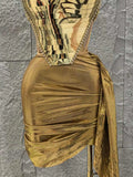 Gold Silver Color Women Sexy Strapless Shinning Crytsal 2 Pieces Bodycon Mini Dress Celebrate Nightclub Party Birthday Wear
