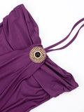 Metal Buckle Dress Women Sexy Elegant Sleeveless Halter Bandages Ribbon Stretch Chic Midnight Party Club Mini Bodycon