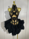 Luxury Black Diamonds Mesh Sexy See Through Cocktail Mini Dress Women Eveing Birthday Party Singer Nightclub Show Stage Costume