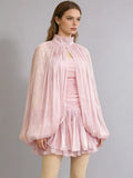 Women's Spring Summer Stand Collar Capelet Fitted Mini Dress Elegant Formal Party Wear 2026 Trendy Feminine Fashion Dress
