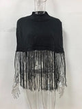 Minimalist Tassel Women Sweaters Round Neck Sleeveless Elegant Loose Sweater for Party Social Occasion Fashion New