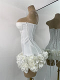 Sexy Strapless Backless Ruffles Red Bandage Short Dress for Women Elegant Luxury Deisnger Evening Party Brithday Club Outfit