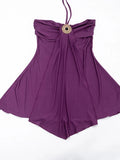 Metal Buckle Dress Women Sexy Elegant Sleeveless Halter Bandages Ribbon Stretch Chic Midnight Party Club Mini Bodycon