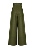 Women Fashion Faux Leather High Waist Wide Leg Loose Pants Sashes Zipper 2025 Spring Party Casual Street PU Trousers
