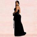 Sexy Halter Backless Velvet Dress Women Lace Up High Side Split Bodycon Maxi Evening Night Club Party Long Dresses Vestidos