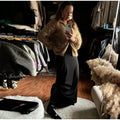Women's Chic Sequin Knitted Cardigan Solid Stand Neck Double Zipper Sweater Oversized Knitwear Winter Female Elegant Cardigans