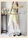 Olive Girl Yellow Flowing Sleeve Fairy Dress for Ren Faire 2026 Garden Wedding Fairycore Photoshoot Everyday Wear S-L XS-3XL Plus Size Flowing Sleeve Dramatic Silhouette Romantic Editorial Not Costume Chinese Heritage Fashion Women