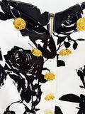 2026 Summer New Fashion White Shirt With Rose Metal Buckle Printed Short Skirt Two Piece Set Blouse Mini Skirt Set Outfit
