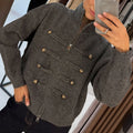 Women's Vintage Knit Cardigan Sweater Jacket Stand Collar Double Breaste Two Way Zipper Loose Street Coat Autumn Winter