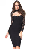 2026 Spring Autumn Women Bandage Dress Elegant White Sexy Long Sleeve Hollow Lace Bodycon Club Evening Party Vestidos