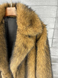 Luxury Patchwork Imitation Fur Mid Length Coat for Women Lapel Long Sleeve Spliced Pocket Loose Winter Coats Female