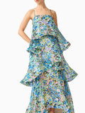 Solid Loose Spliced Printing Dresses for Women Square Collar Sleeveless French Romantic Dress Female Summer Fashion Style