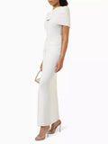 Elegant Light Luxury Maxi Dress for Women Cape Sleeve Cutout Twist Waist Long Gown for Celebrity Formal Dinner Party Outfit