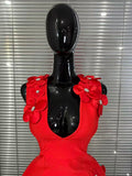 Women Sexy Sleeveless V-Neck Florals Bodycon Mini Bandage Dress Celebrate Cocktail Celebrity Red Carpet Birthday Outfit