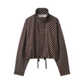 Fashion Polka Dot Print Jacket Coat Women's Stand Collar Long Sleeved Workwear Coat Ins Hot Short Casual Female Jackets