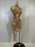 Luxury Sparkly Diamond Sequins Asymmetric Bodycon Mini Dress Women Sexy Mesh See Through Bar Nightclub Party Show Stage Costume