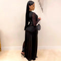 Sexy Rhinestone Jumpsuit Luxury for Women Long Sleeve Sheer Mesh Patchwork Skinny Night Birthday Party Club Romper Overalls