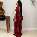 Sexy Sheer Lace Dress Women One Shoulder Cape Sleeve Evening Party Night Out Backless Prom Bodycon Maxi Dress Robe Femme