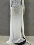 Luxury Tailored Rhinestone Long Evening Dress, Formal Gown for Prom Red Carpet Cocktail Birthday Gala Party