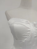 Solid Spliced Appliques Slimming Mini Dresses for Women Strapless Sleeveless High Waist Dress Female
