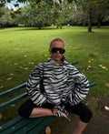 Chic Retro Zebra Print Cropped Jacket Trendy Oblique Placket Stand Collar Loose Fit Coat Lady Daily Street Party Outerwear