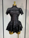 Sparkly Sequins Luxury Birthday Party Gown Short Dress Dancer Stage Performance Wear Women Sexy Nightclub Dress Festival Outfit