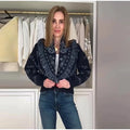 Printed Women Outerwear Tassel V Neck Knit Cardigan Cropped Knit Sweater Loose Drop Shoulder Cut Daily Fashion Wear 2026 Autumn