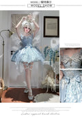 Olivegirl Summer Lolita Dress Women's High-end Embroidery Evening Mini Dress Slach Shoulder Blue Bar Mitzvah Princess Dress