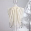 Women Bow Organza Blouses Solid Sheer O-neck Sleeveless Party Blouse 2026 Summer Lady Chic Holiday Streetwear New