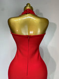 Women Sexy Halter Backless Shiny Rhinestone Pearl Bodycon Bandage Dress Celebirty Elegant Evening Party Luxury Birthday Dress