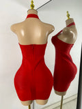 Women Celebrity Sexy Solid Color Bandage Mini Dress Elegant Party Evening Birthday Gowns Night Club Cocktail Outfit