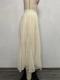 Solid Oversized Hemline Pleated Mesh Skirt Women High Waist Long Maxi Skirt Spring Summer Party Women'S Clothing