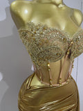 Women Two Pieces Set Sparkly Gold Sexy Top Mini Dress Eveing Celebrate Birthday Dress Party NightClub Dancer Show Stage Outfit