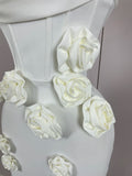 Sexy Fashion White Elegant Strapless Flower Bodycon Long Dress Women Casual Streetwear Club Birthday Party Slim Elegangt Dresses