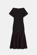 Elegant Patchwork Maxi Dress Women Solid Round Neck Short Sleeve Slim Fit Gowns Lady 2026 New Basic Evening Casual Summer Robes