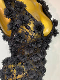 Women Luxury Pink Flowers Pearls Lace See Through Bodycon Mini Dress Birthday Photoshoot Evening Party Nightclub Stage Costume