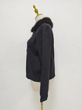 Casual Spliced Faux Fur Sweater for Women O Neck Long Sleeve Patchwork Single Breasted Knitted Cardigans Female New