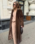 Luxury Faux Fur Maxi Coat Chic Women Open Front Stand‑collar Long Sleeve Oversized Outerwear Winter Autumn New Warm Fashion 2026