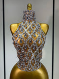 Sparkly Slver Rhinestone Sequins Mesh See Through Top Women Sexy Nightclub Evening Party Backless Spicy Girl Stage Outfit